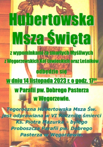 Msza Hubertowska 2023 w Wegorzewie - plakat.jpg